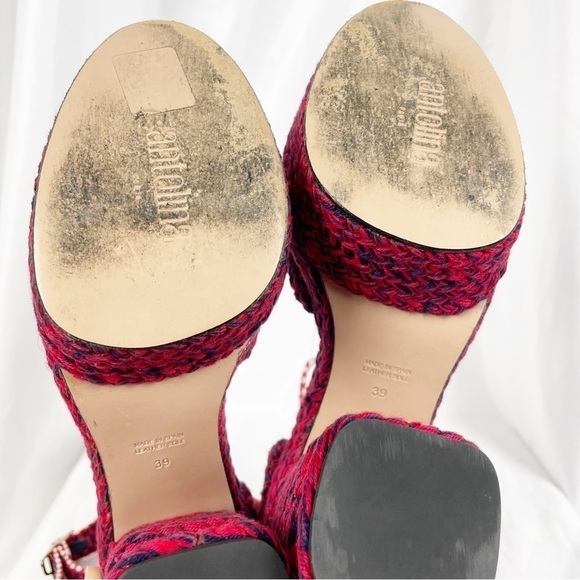 Antolina Aurora Braided Woven Open Toe Platform Heels Sandals Red Casual Summer - Picture 12 of 12